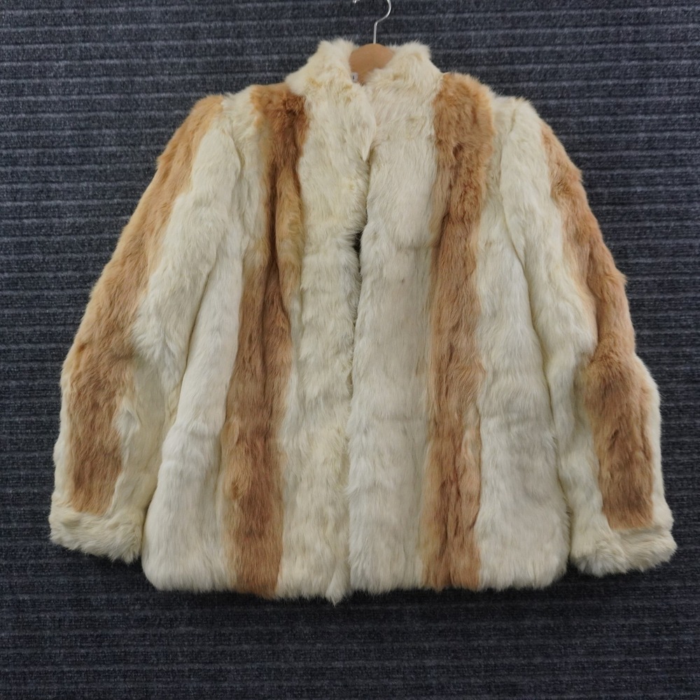 Vintage Dyed Rabbit Fur Jacket Women S Cream Tan Striped Luxury Coat